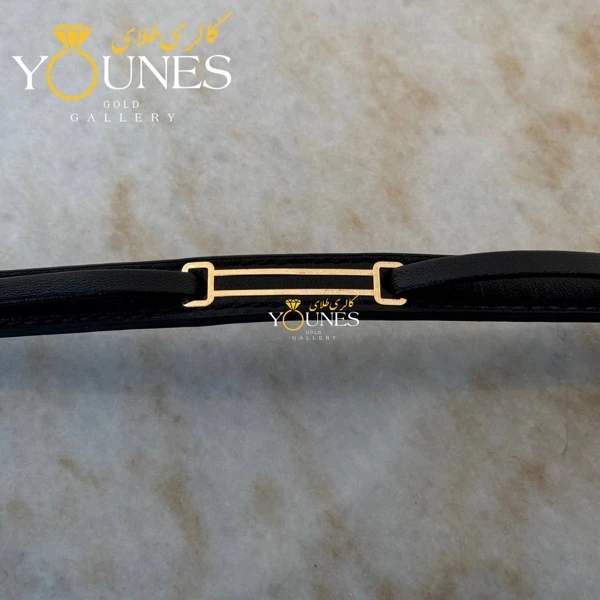 دستبند طلا چرم مردانه خطی مدرن L126